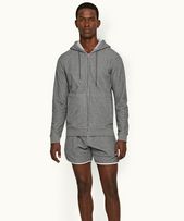 Mathers Binding - Mens Piranha Grey Marl Classic Fit Zip-Thru Hooded Sweatshirt