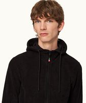 Mathers - Mens Black Classic Fit Mixed Texture Hooded Sweatshirt