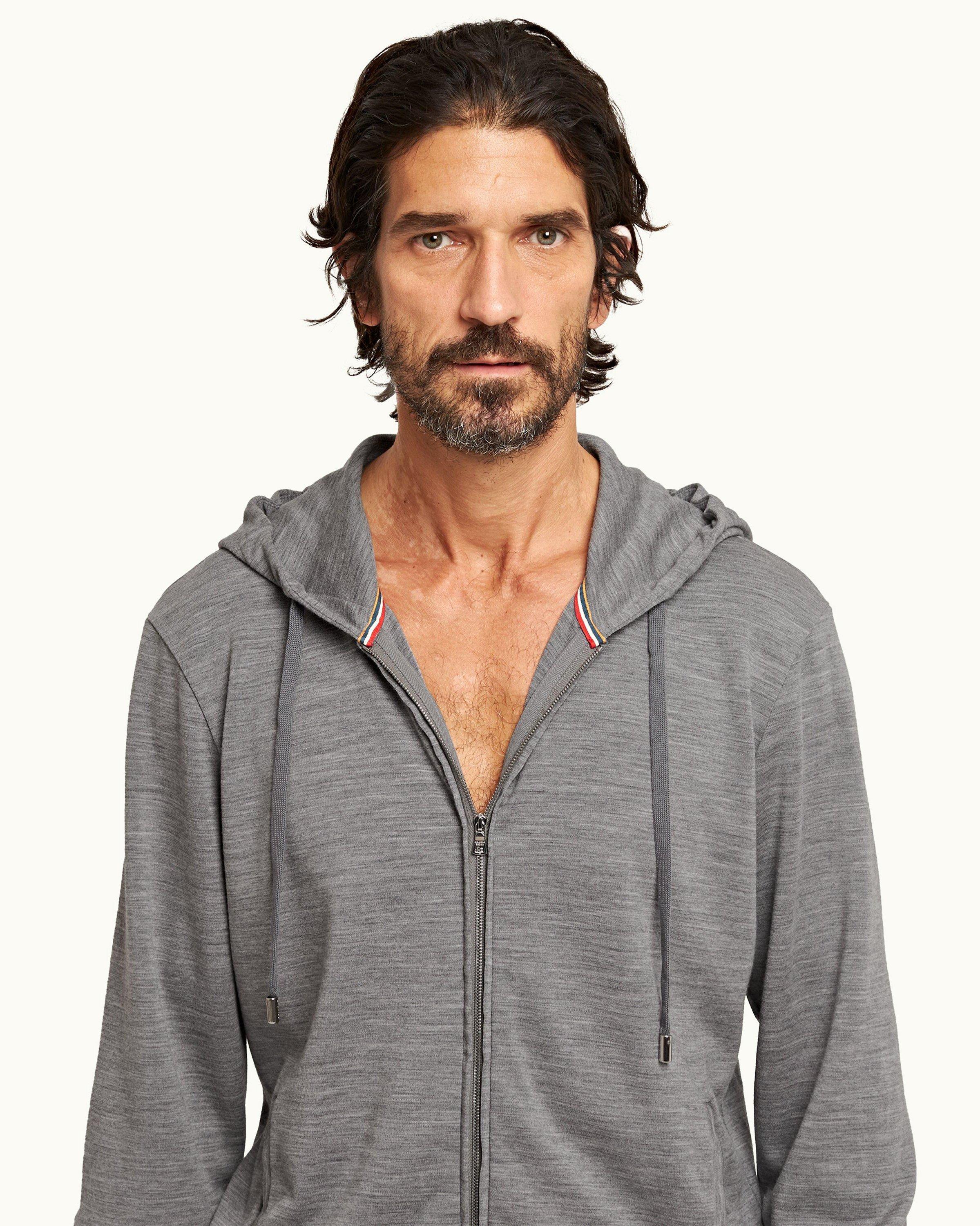 Orlebar Brown  Grey Melange Relaxed Fit Short-Sleeve Hooded