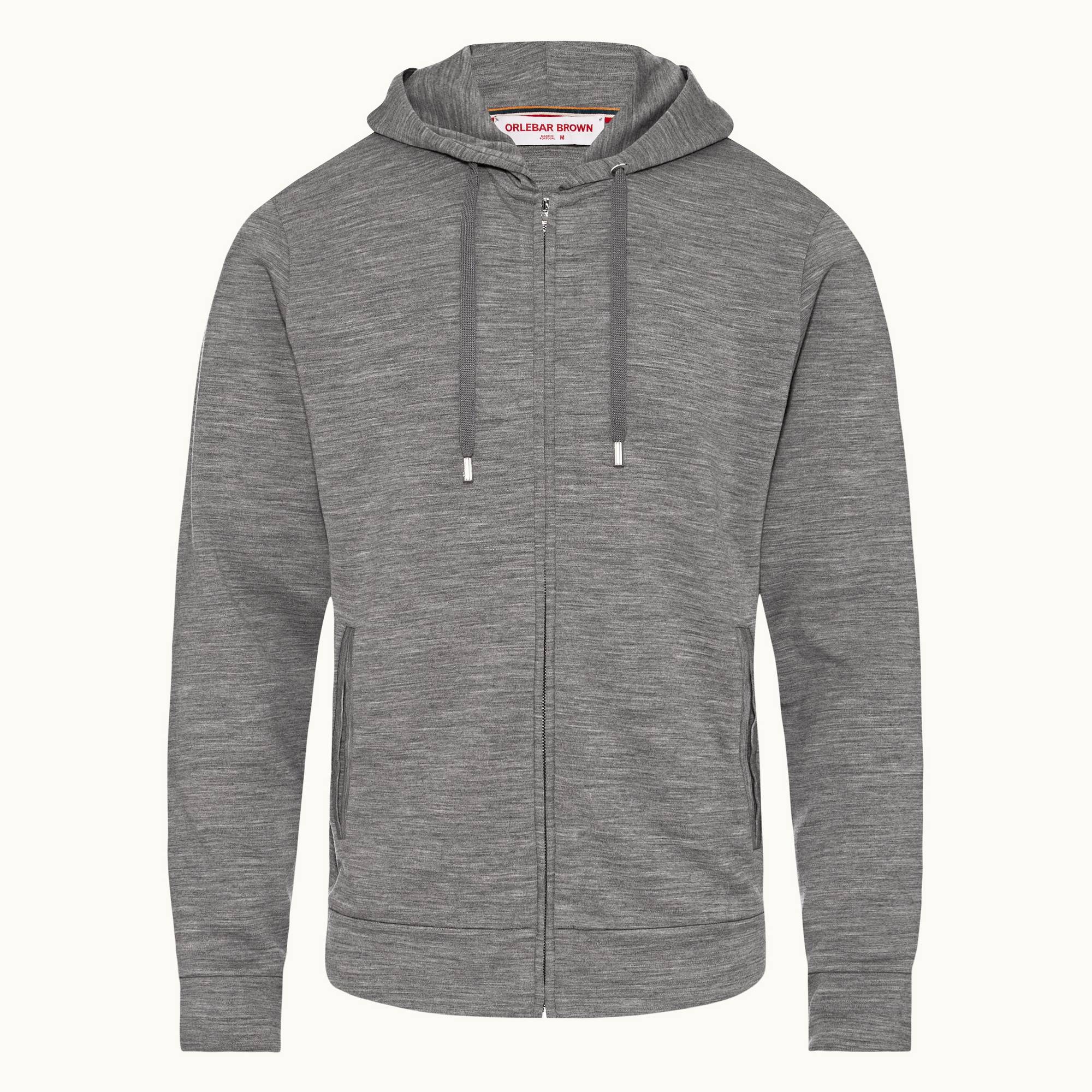 Mathers Merino - Mens Grey Melange Smart Merino Zip-Thru Hooded Sweatshirt