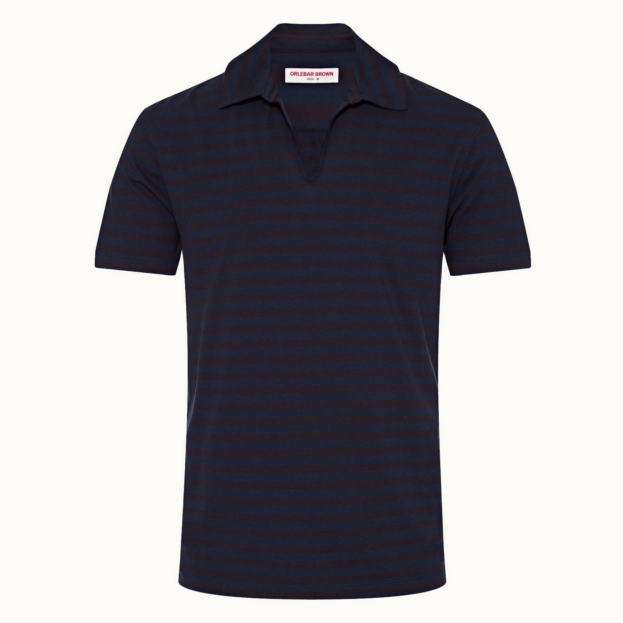 Mayer - Mens Dark Sapphire Classic Fit Organic Cotton Stripe Knit Polo Shirt