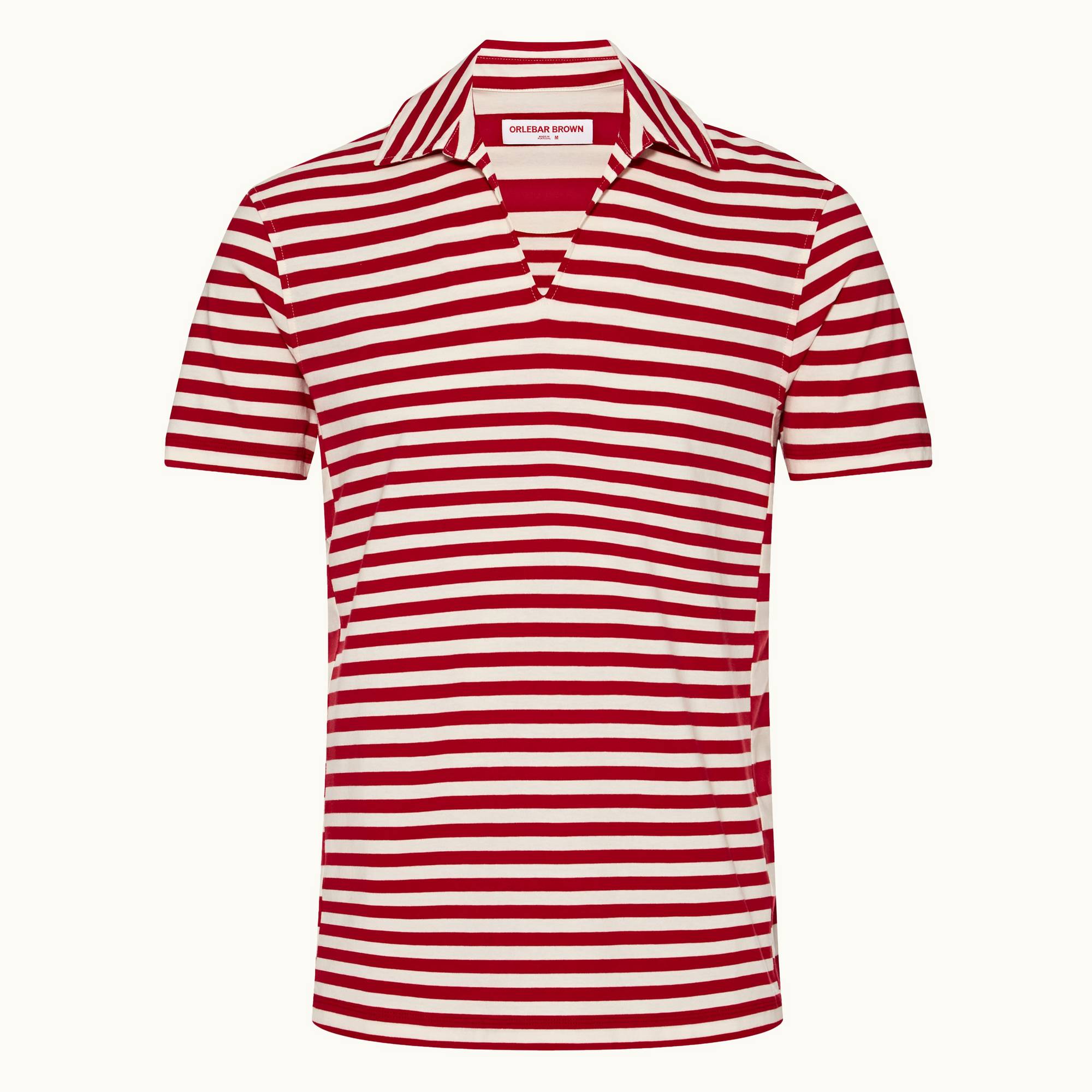 Mayer - Mens Vermillion Classic Fit Organic Cotton Stripe Knit Polo Shirt