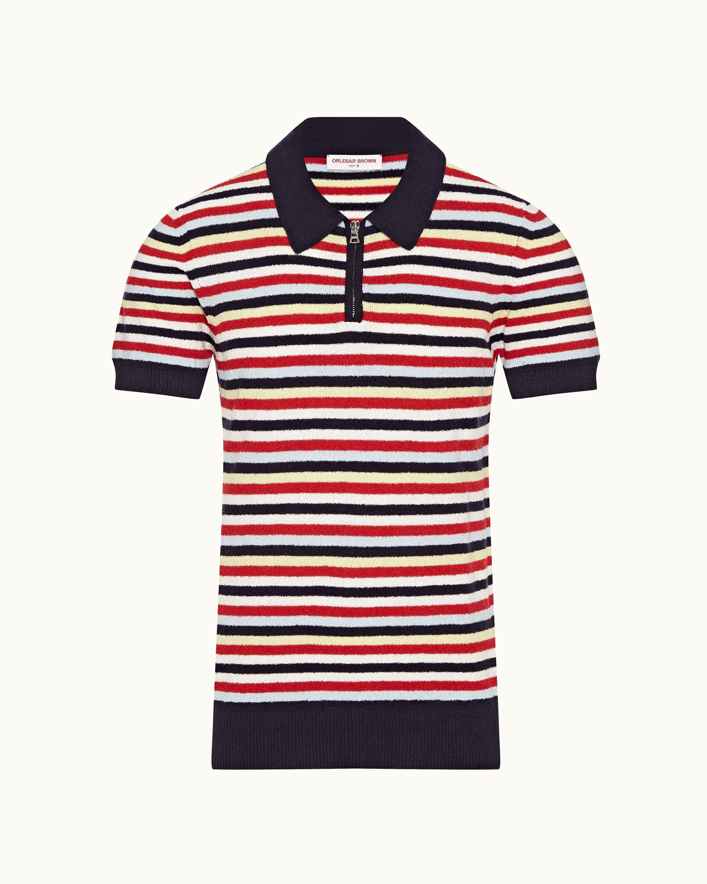 Orlebar Brown Multi Towelling Stripe Tailored Fit Polo Shirt