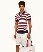 Mina Towelling - Mens Multi Towelling Stripe Tailored Fit Polo Shirt
