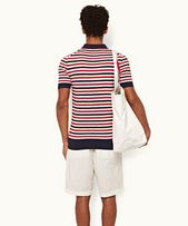 Mina Towelling - Mens Multi Towelling Stripe Tailored Fit Polo Shirt