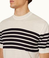 Moliet - Mens Ink/Cloud Tailored Fit Chest Stripe Merino T-shirt