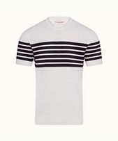 Moliet - Mens Ink/Cloud Tailored Fit Chest Stripe Merino T-shirt