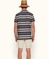 Newman Stripe - Mens Navy/Limestone Stripe Resort Collar Overhead Shirt