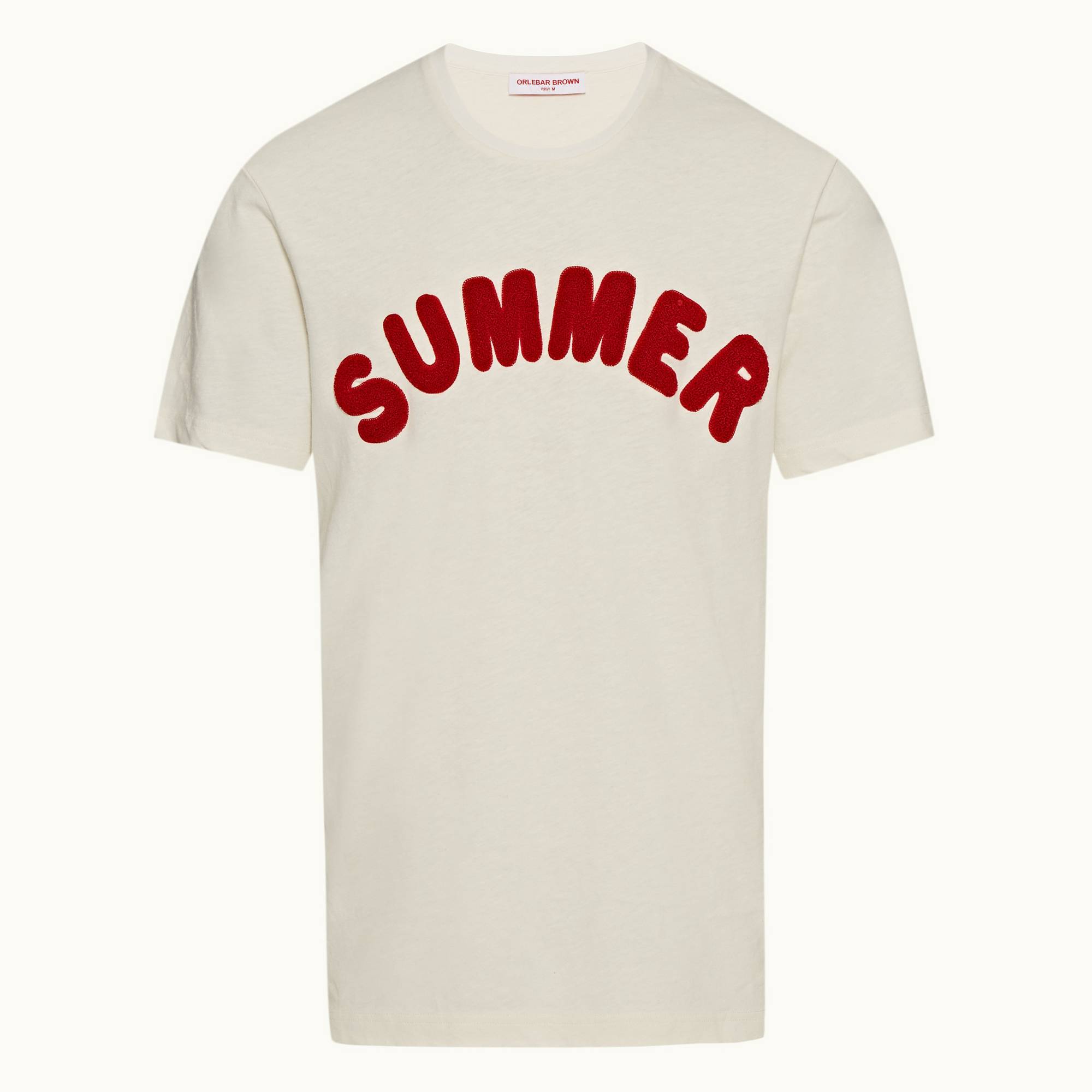 Nicolas Towelling - Mens White Sand/Summer Red 'Summer' Relaxed Fit T-shirt