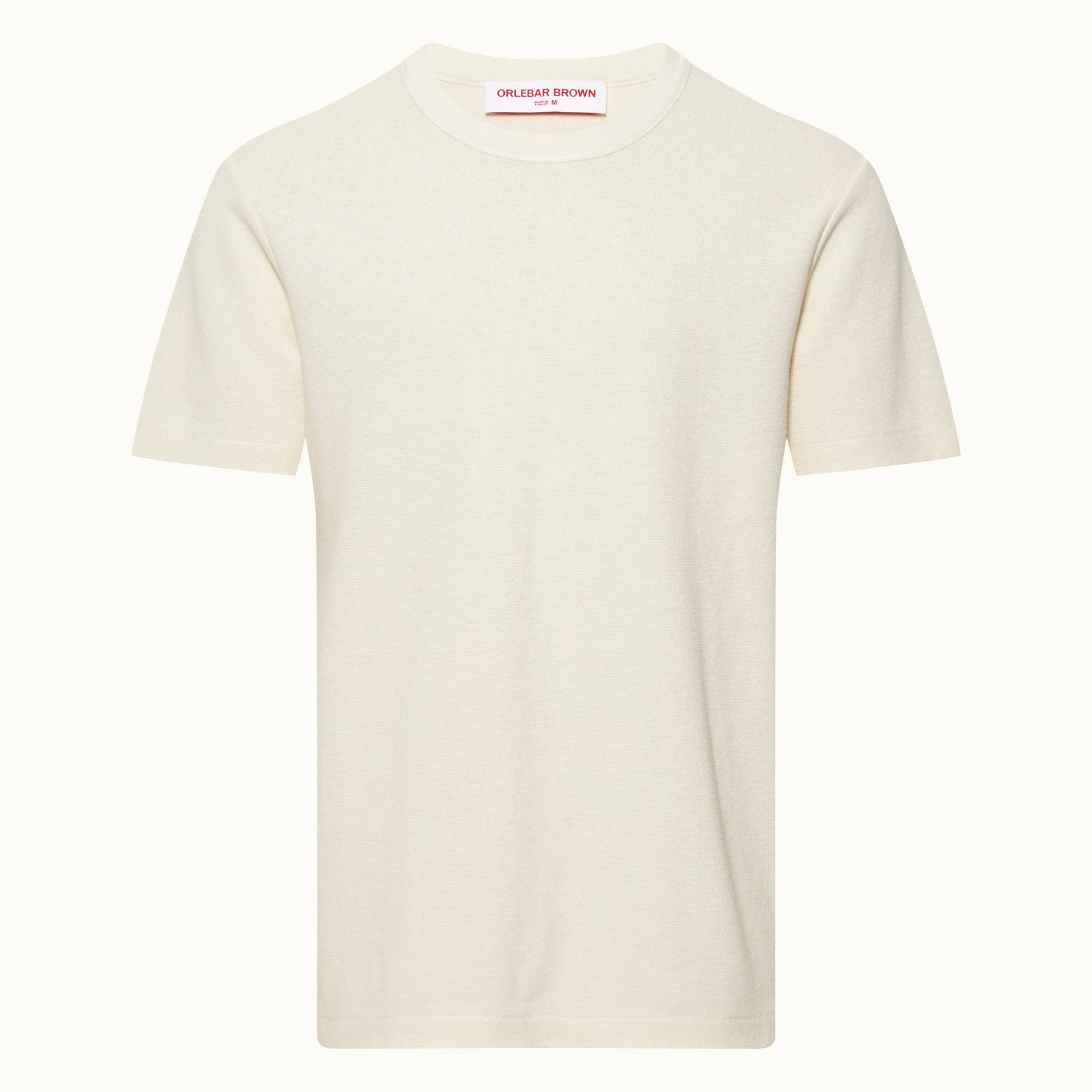 Nicolas Chainstitch - Mens Sea Mist Tonal Chainstitch Relaxed Fit Cotton-Linen T-shirt