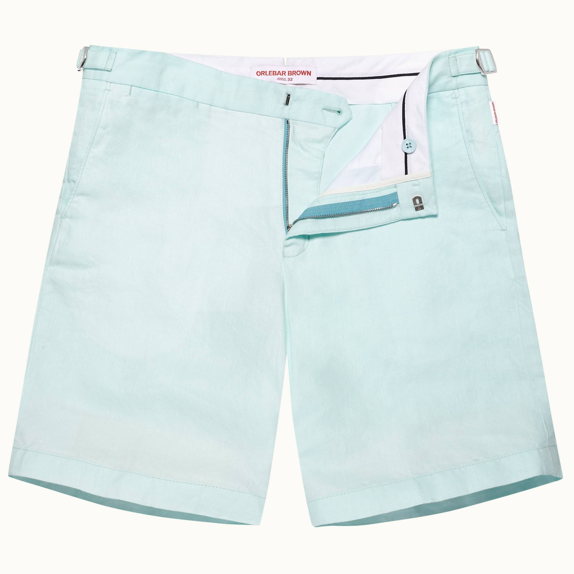 Norwich Linen - Mens Clear Sky Tailored Fit Washed Linen Shorts