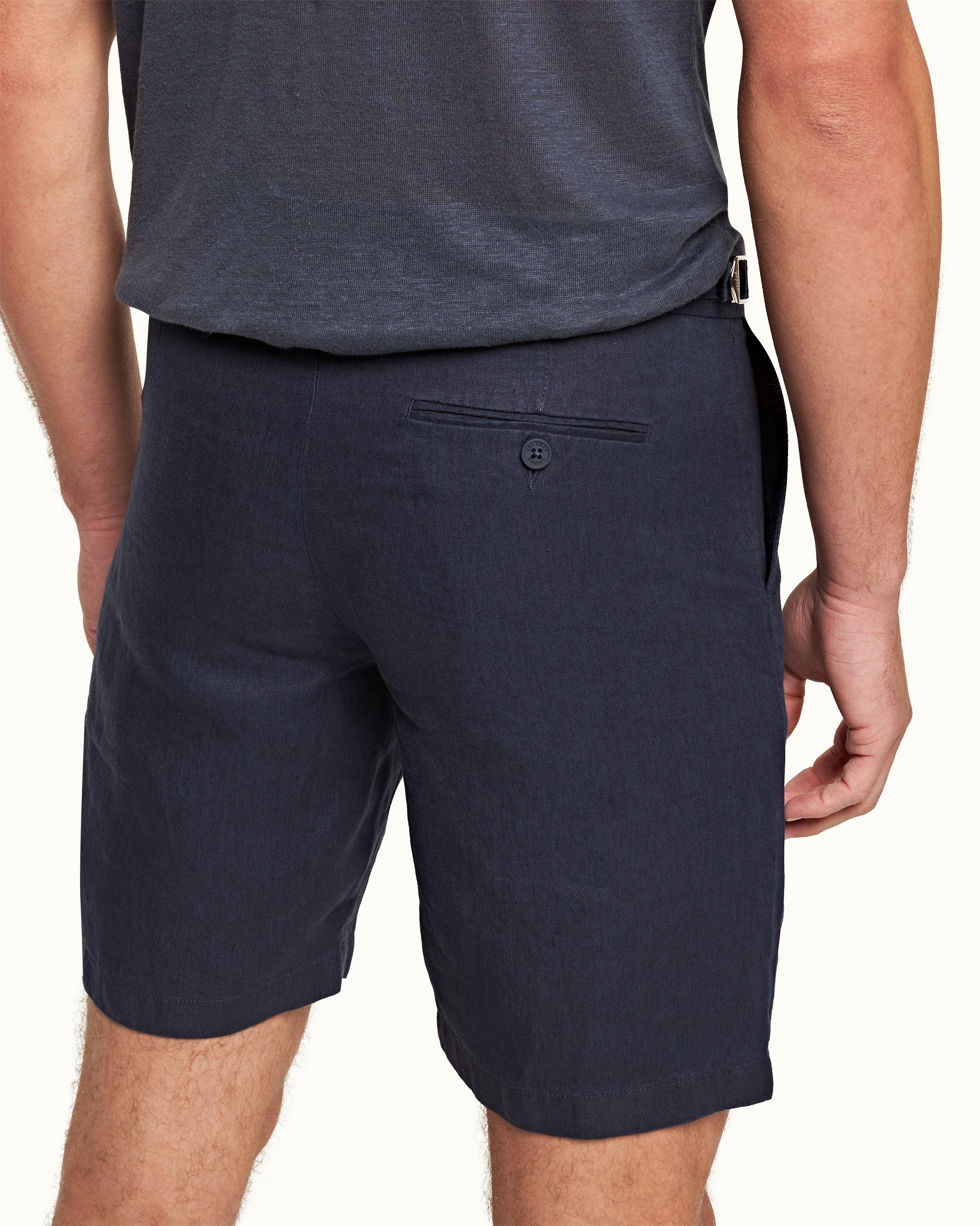 Norwich Linen Navy Tailored Fit Shorts Orlebar Brown