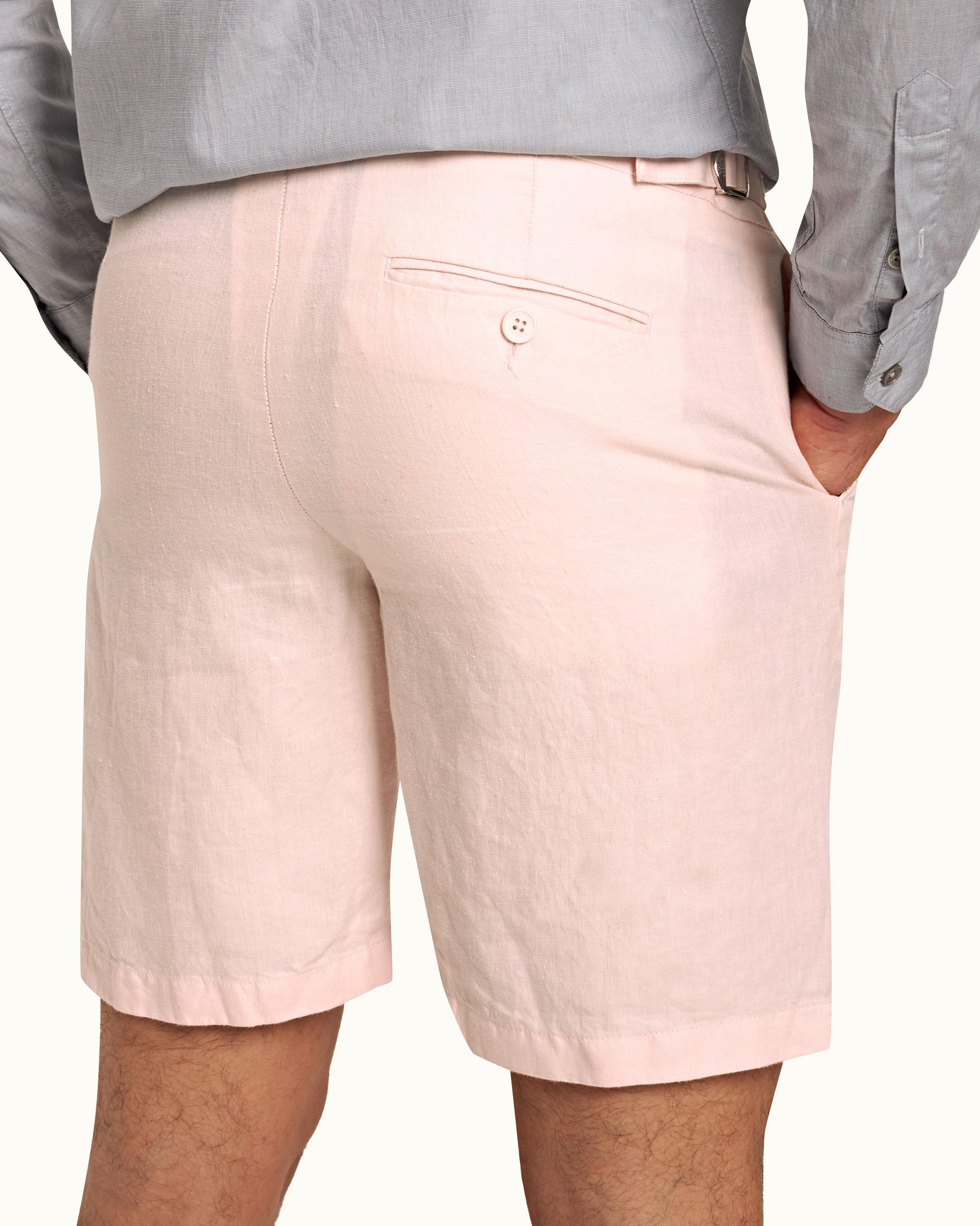 Mens pink store linen shorts