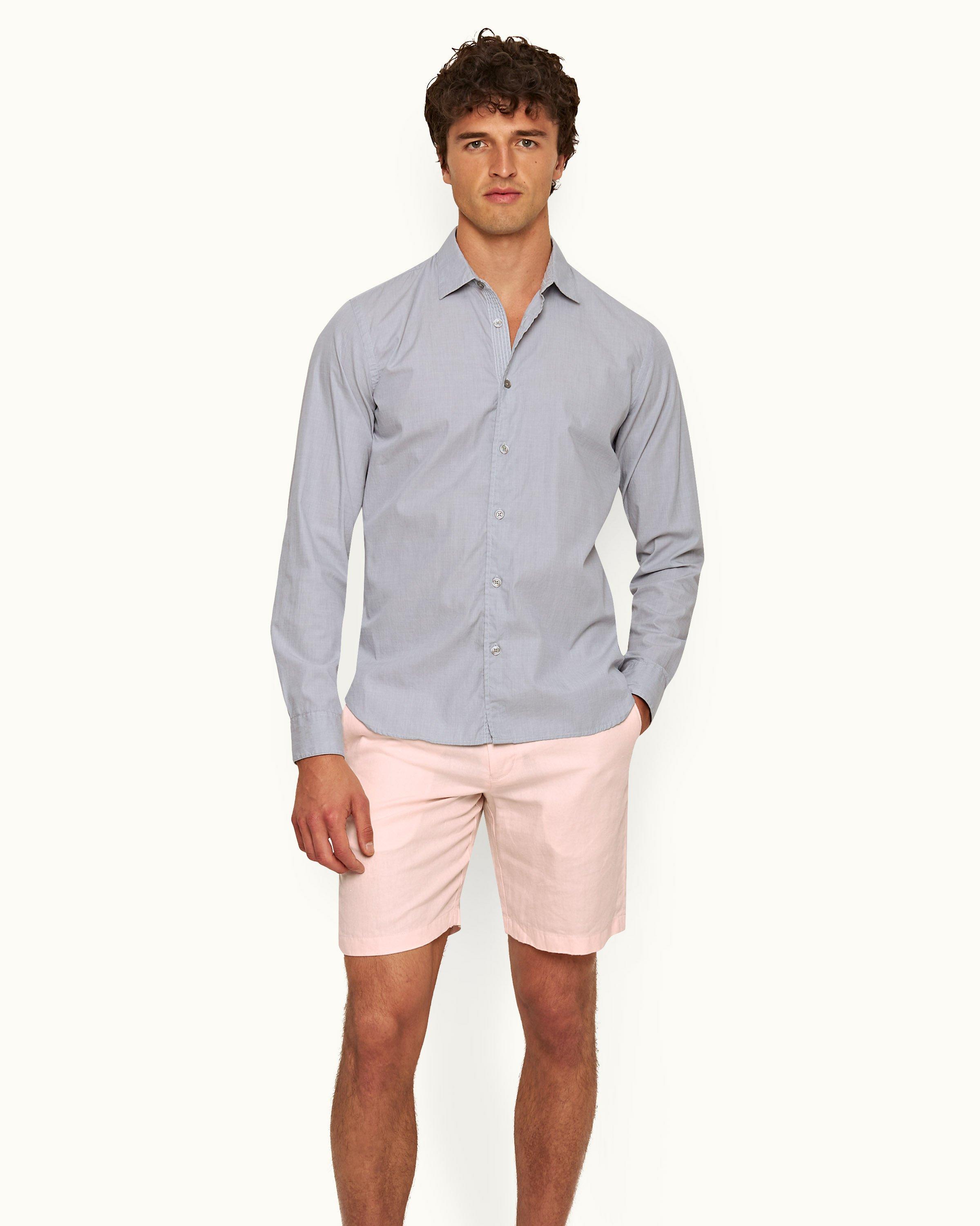 Mens pink best sale linen shorts