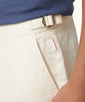 Norwich Linen - Mens Tailored Fit Linen Shorts In White