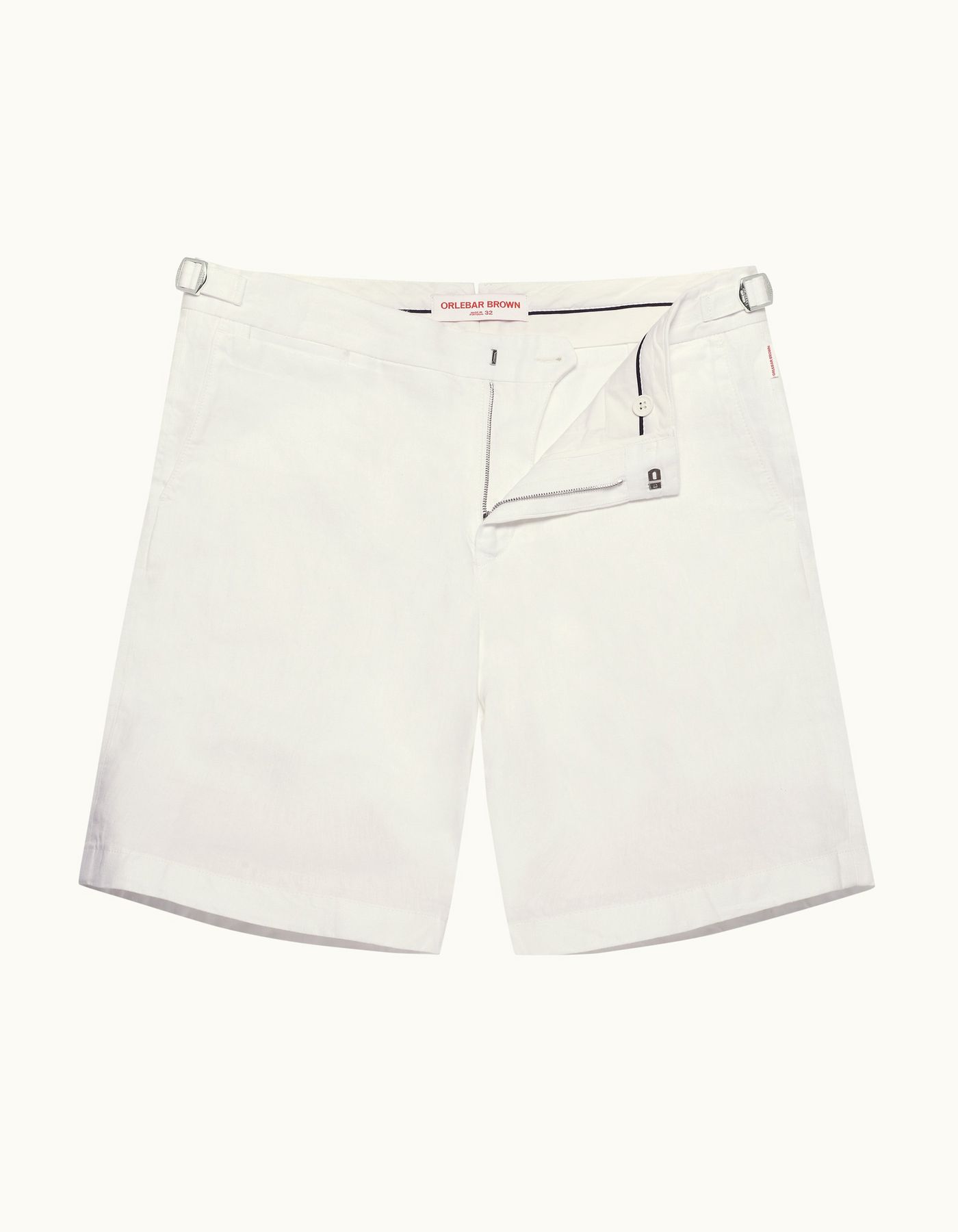 Norwich Linen - Mens White Tailored Fit Washed Linen Shorts
