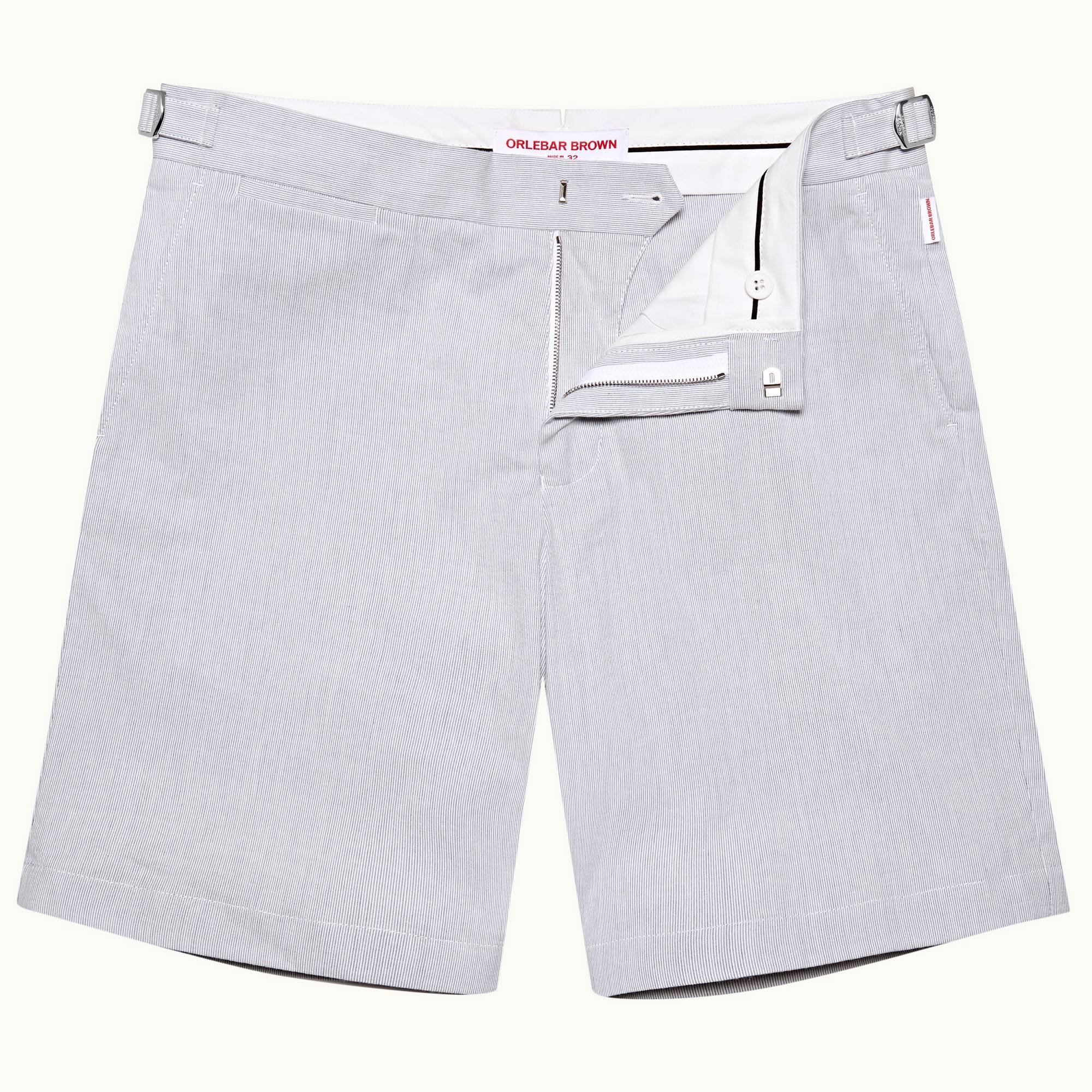 Norwich Seersucker - Mens Midnight Navy/White Tailored Fit Cotton Seersucker Shorts