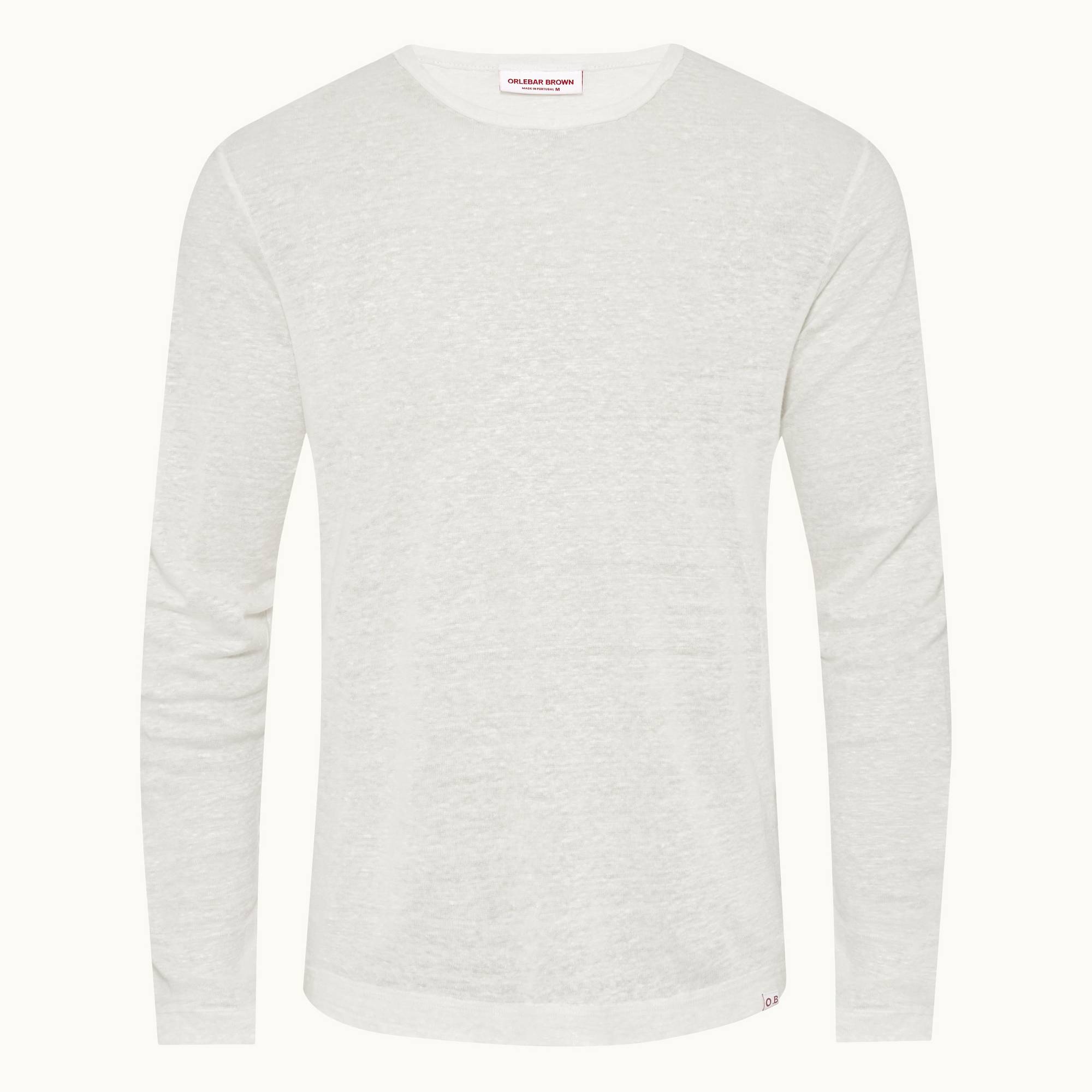 Ob Classic Linen - Mens Sea Mist Chain Stitch Classic Fit Long-Sleeve T-shirt