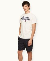 Ob Classic - Mens Blossom Logo Design Classic Fit Cotton T-shirt In White Jade/Plum Colour