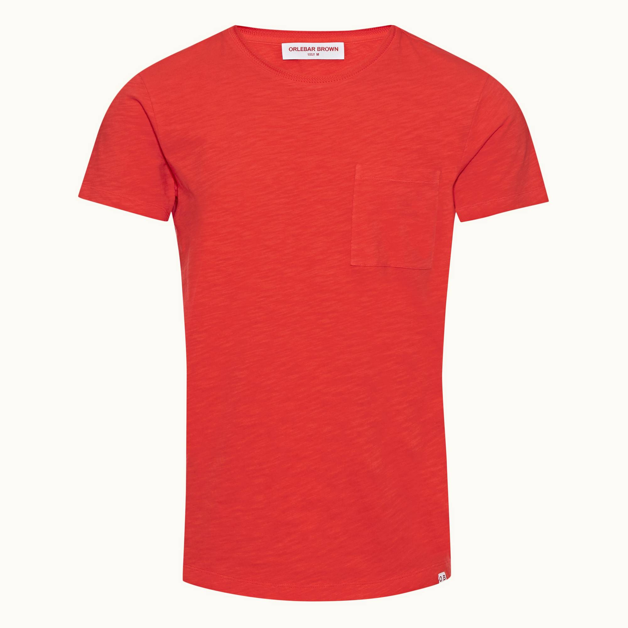 Ob Classic - Mens Summer Red Crew Neck Garment Dye Cotton T-shirt