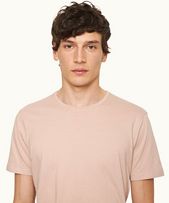 Ob-T - Mens Crew Neck Cotton-Silk T-shirt In Seashell Pink
