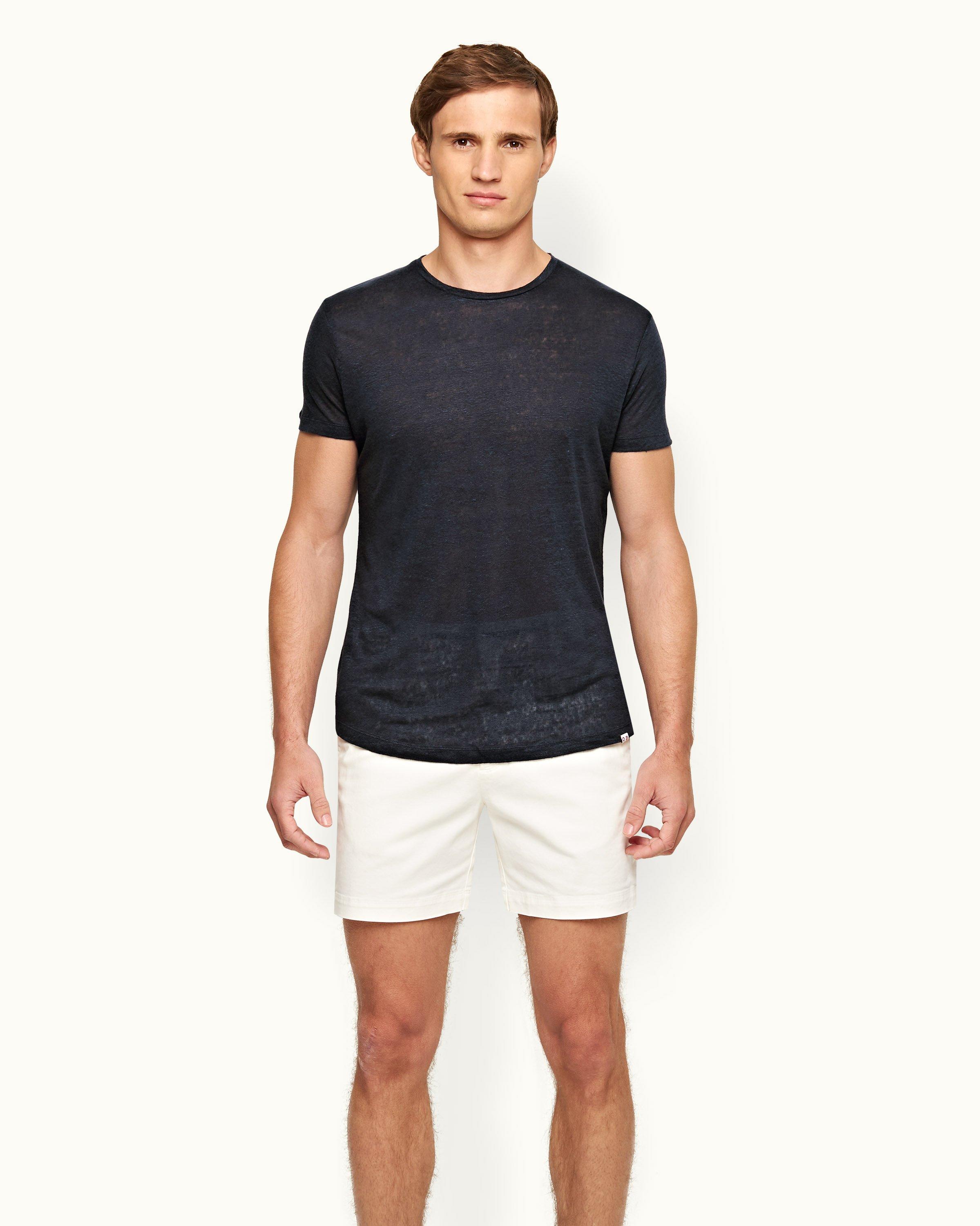 Aurélien  Navy Linen T-Shirt