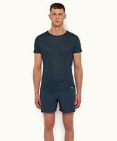 Ob-T Linen - Mens Oceanic Blue Tailored Fit Crew Neck Linen T-shirt