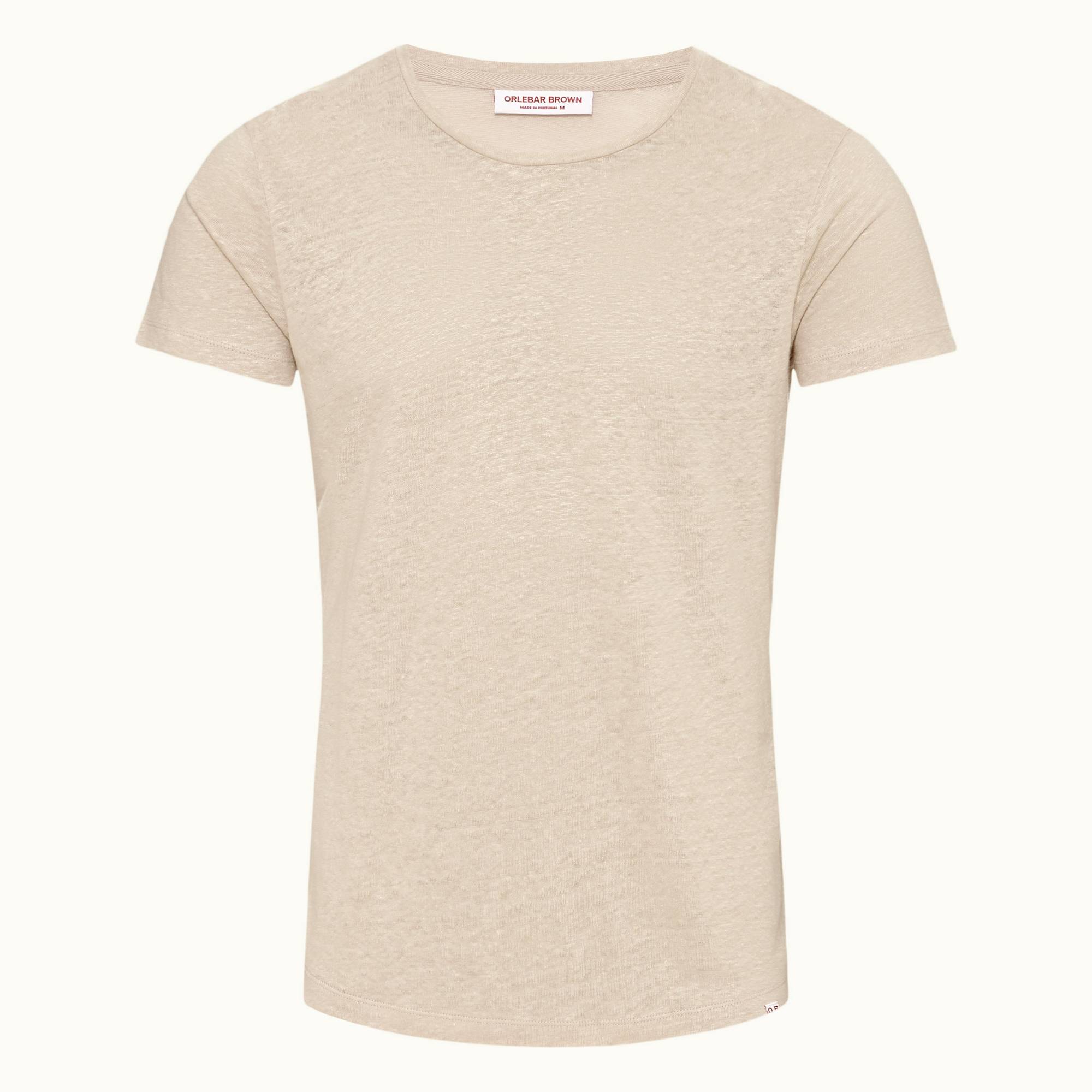 Ob-T Linen - Mens Pebble Tailored Fit Crewneck Linen T-shirt