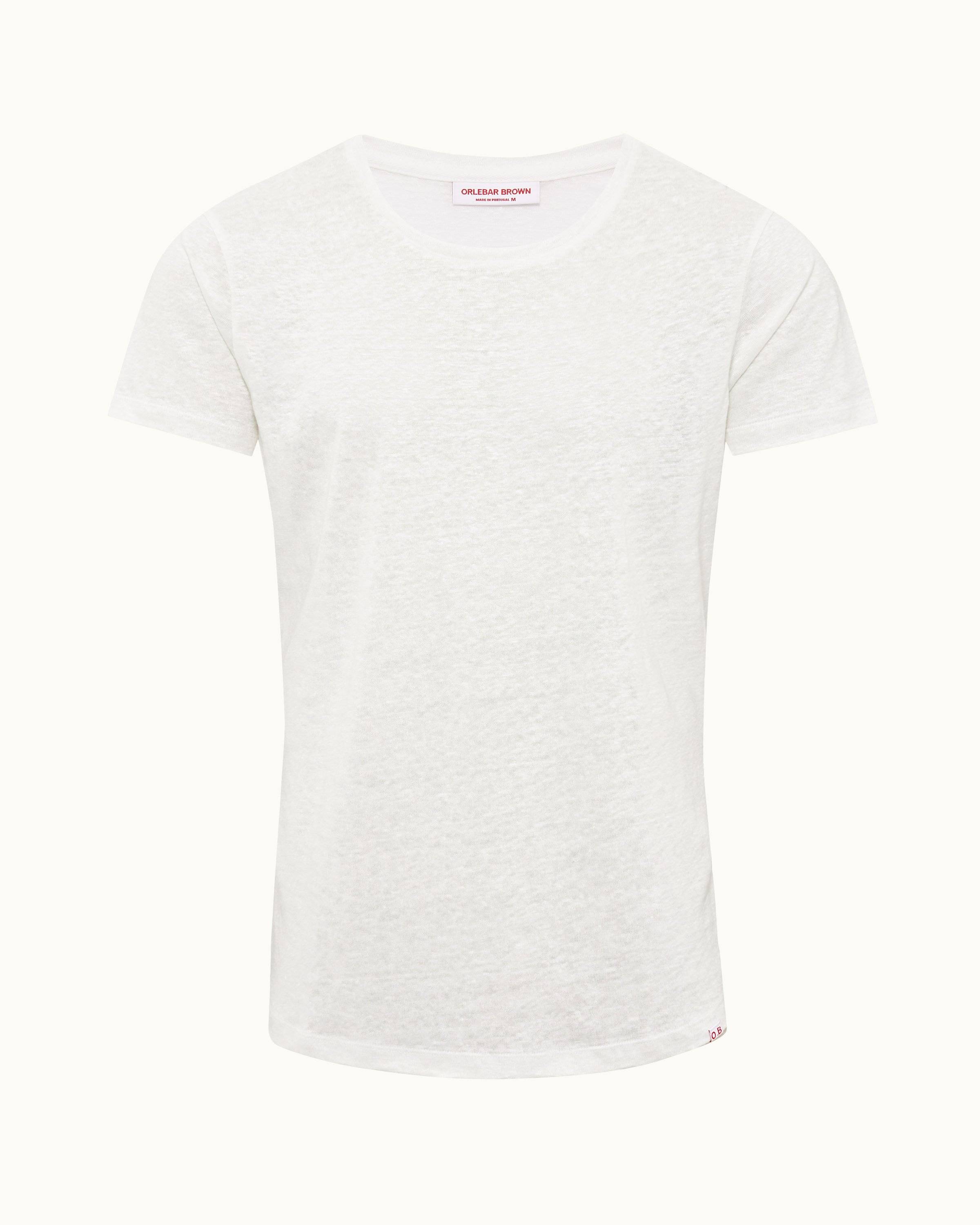 White Sand Tailored Fit Crewneck Linen T-shirt