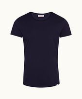 Ob-T Mercerised - Mens Navy Tailored Fit Crew Neck Cotton T-Shirt