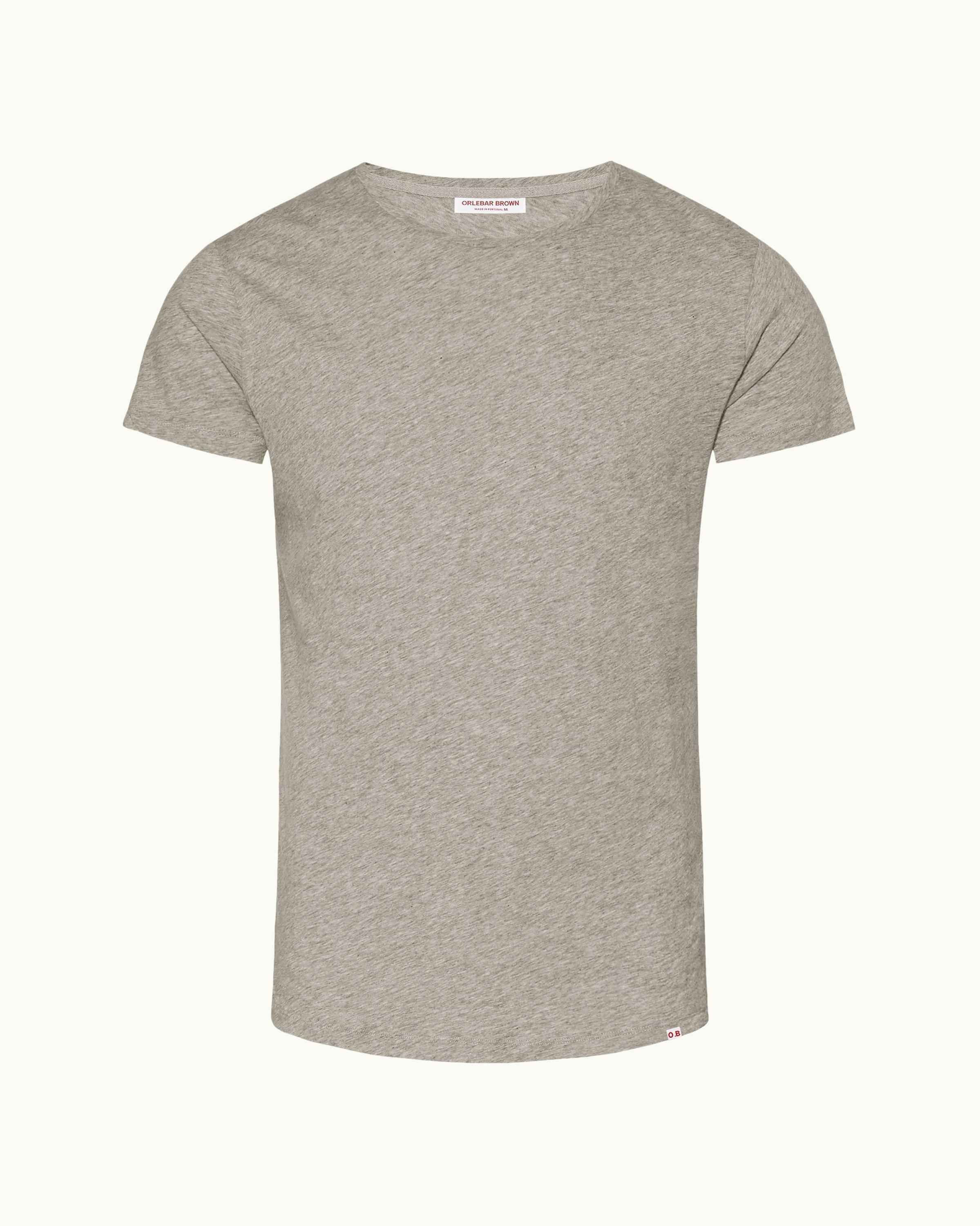 OB-T - Grey Melange Tailored Fit Crew Neck T-Shirt | Orlebar