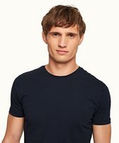 Ob-T - Mens Navy Tailored Fit Crew Neck T-Shirt