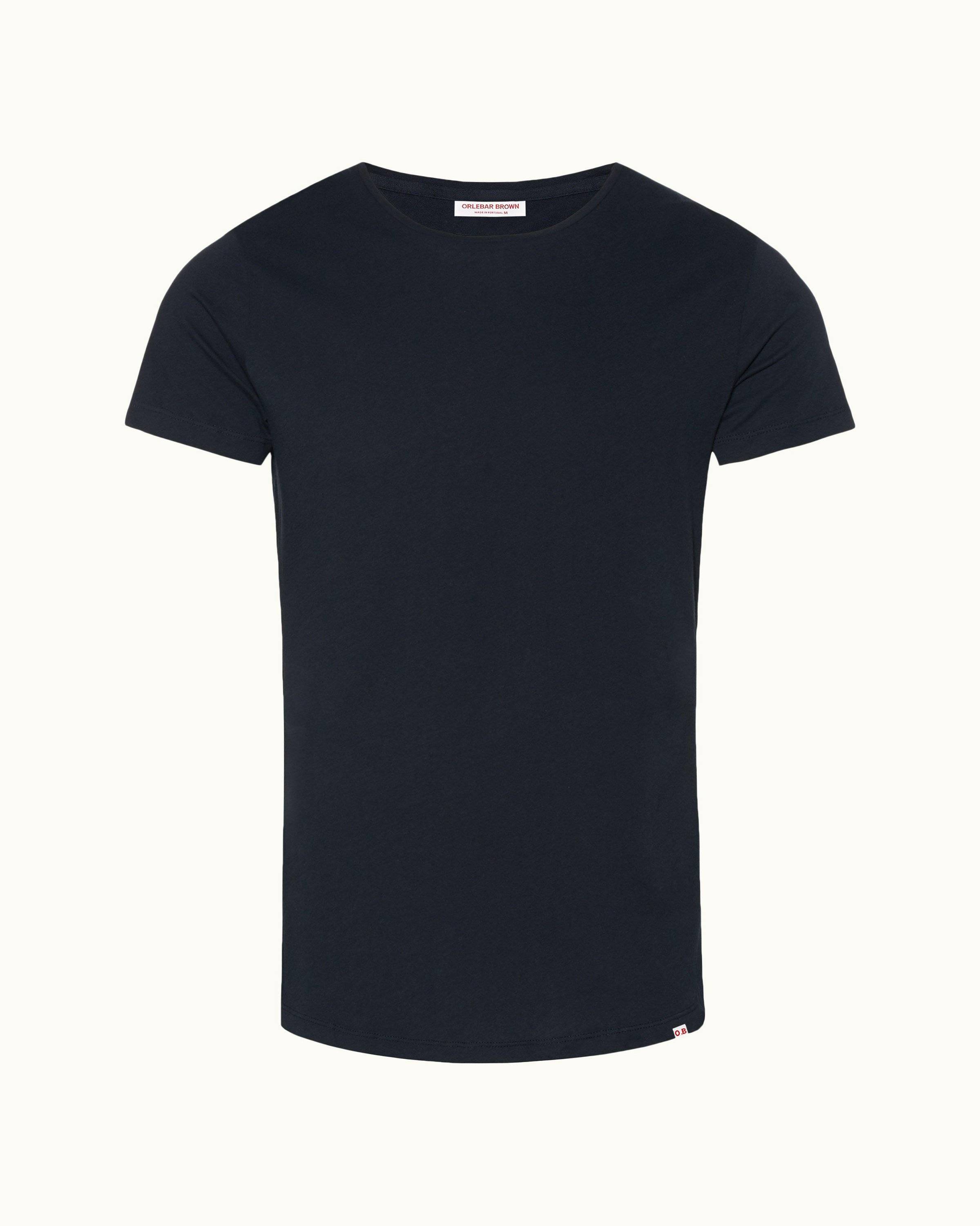 OB-T - Navy Tailored Fit Crew Neck T-Shirt | Orlebar Brown