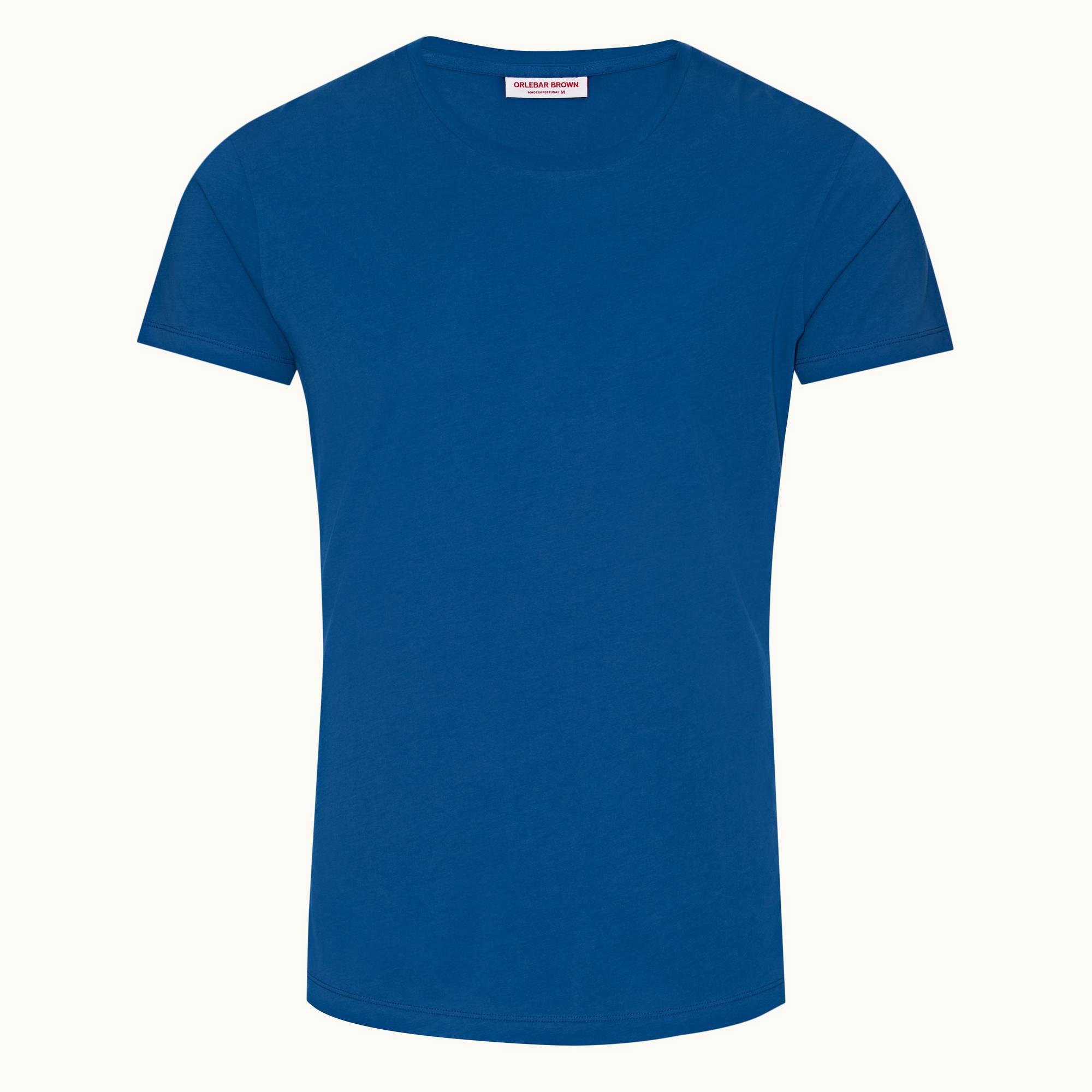 Ob-T - Mens Signal Blue Tailored Fit Crew Neck Organic Cotton T-Shirt