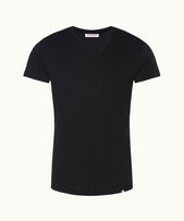Ob-V - Mens Black Tailored Fit V-neck T-Shirt