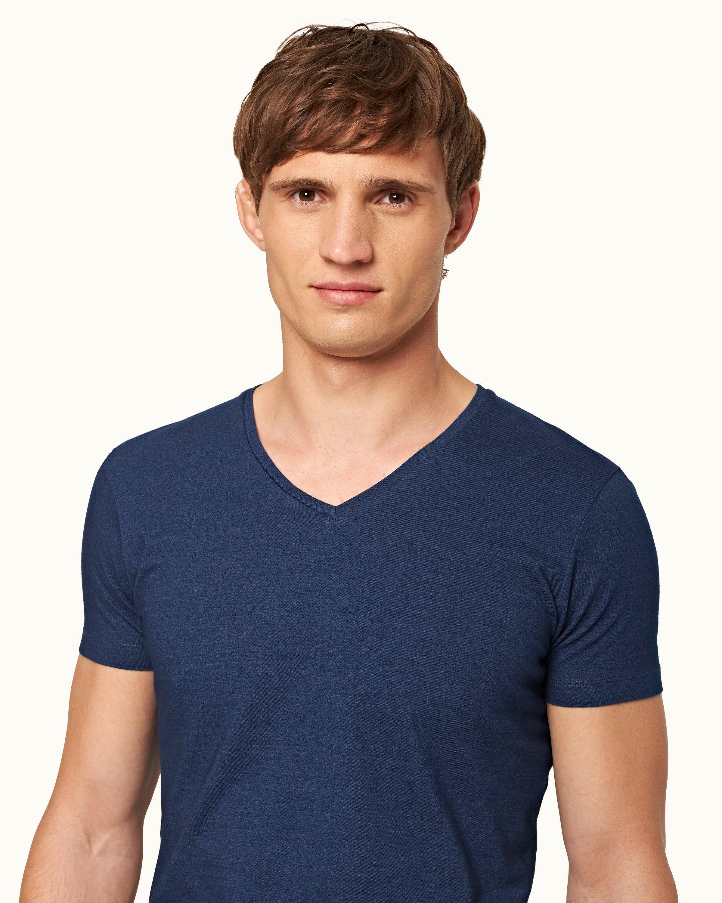 Men's Sport T-Shirt (blue melange/navy) for embroidery - James