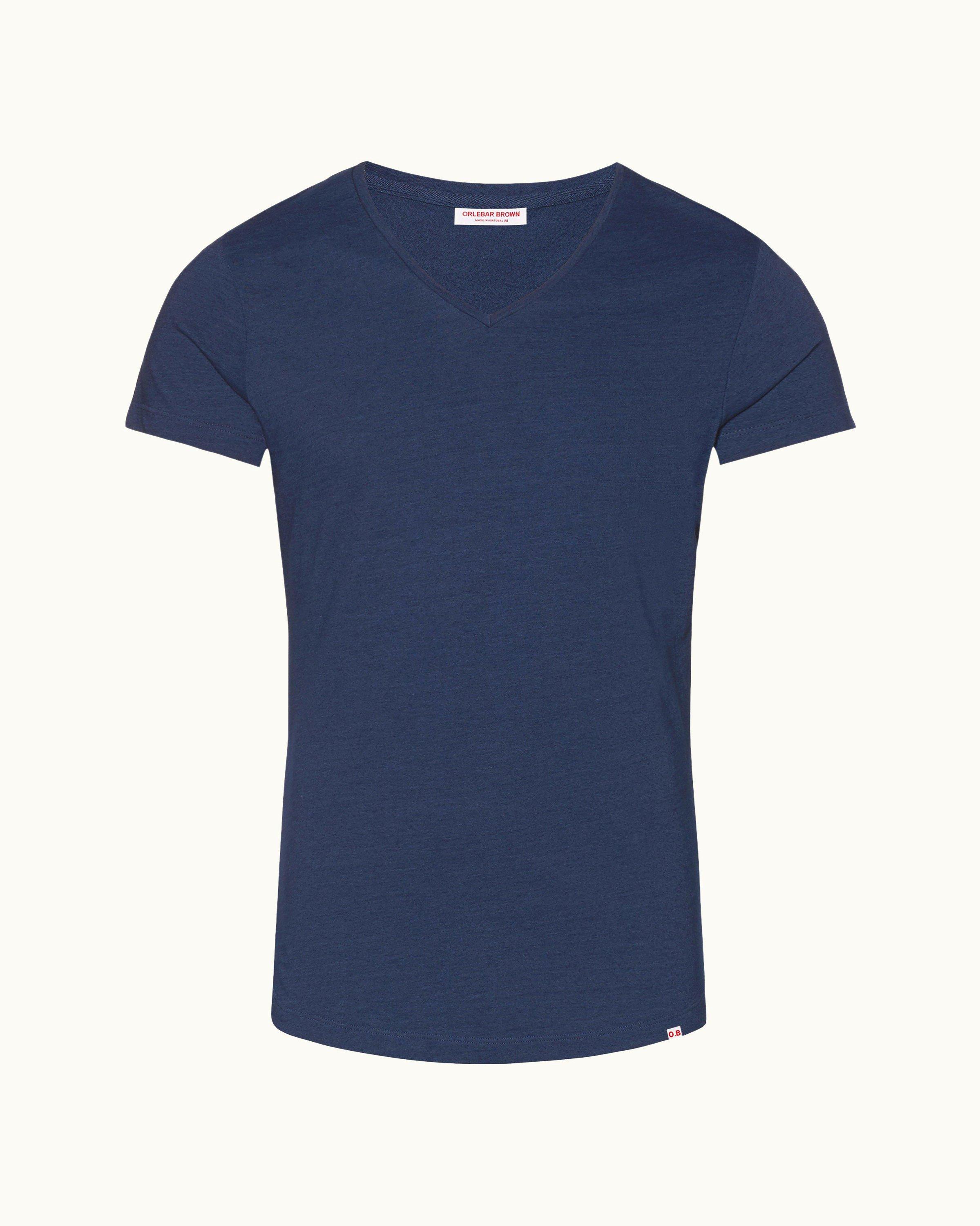 Ob-V - Denim Tailored Fit V-neck T-Shirt | Orlebar Brown