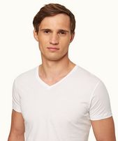Ob-V - Mens White Tailored Fit V-neck T-Shirt