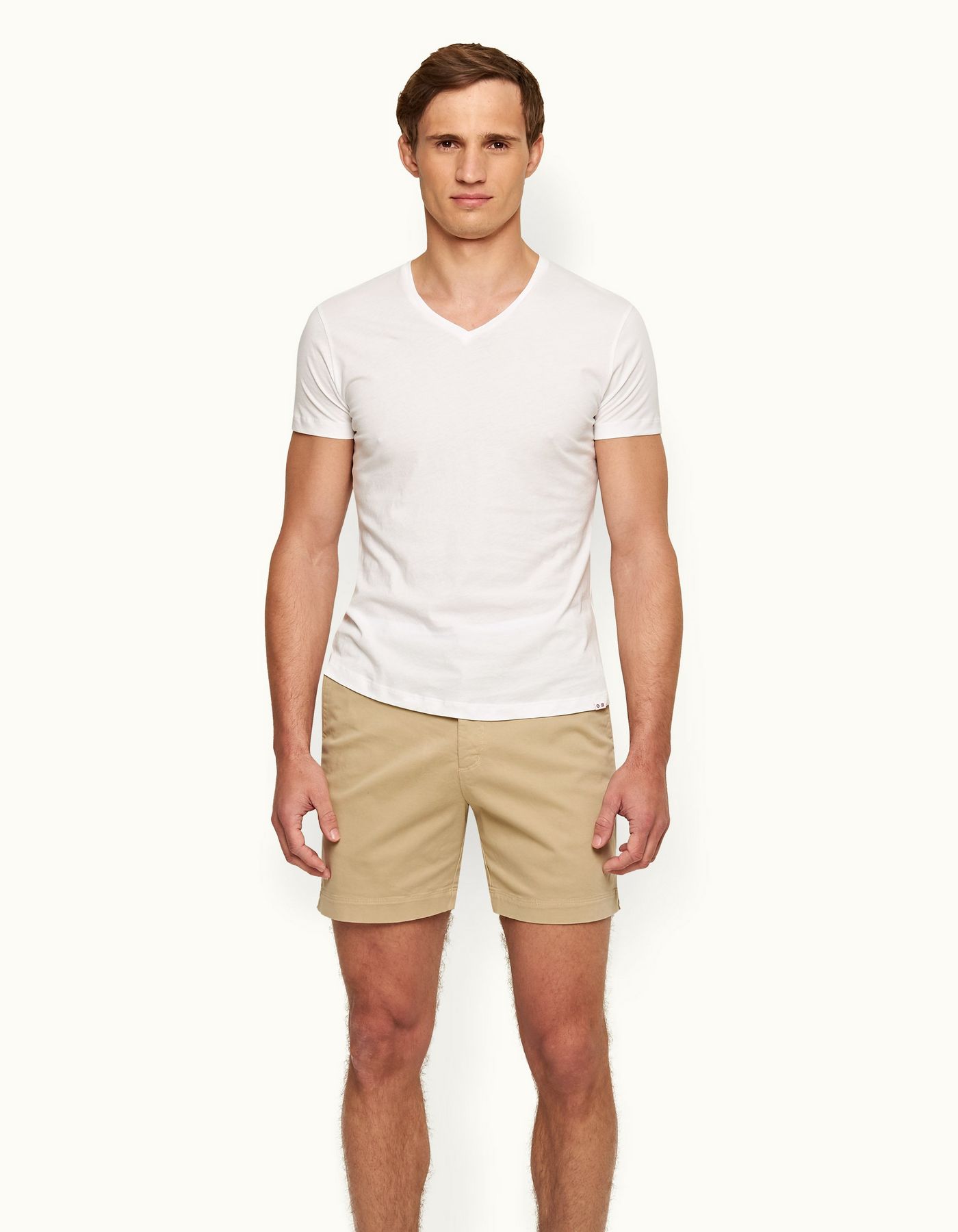 OB-V - White Tailored Fit V-neck T-Shirt | Orlebar Brown