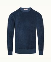Pierce Towelling - Mens Navy Classic Fit Towelling Sweatshirt