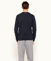 Pierce - Mens Navy Chest Print Compact Cotton Sweatshirt