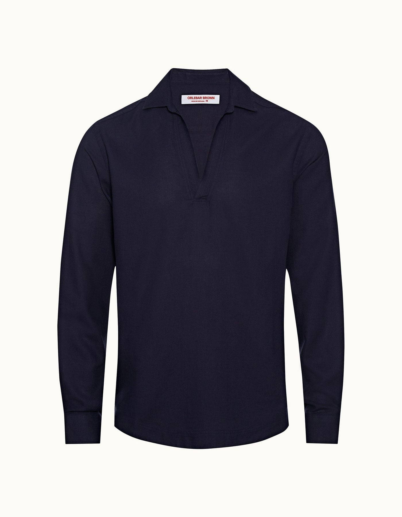Ridley - Mens Navy Waffled Organic Cotton Pullover Shirt