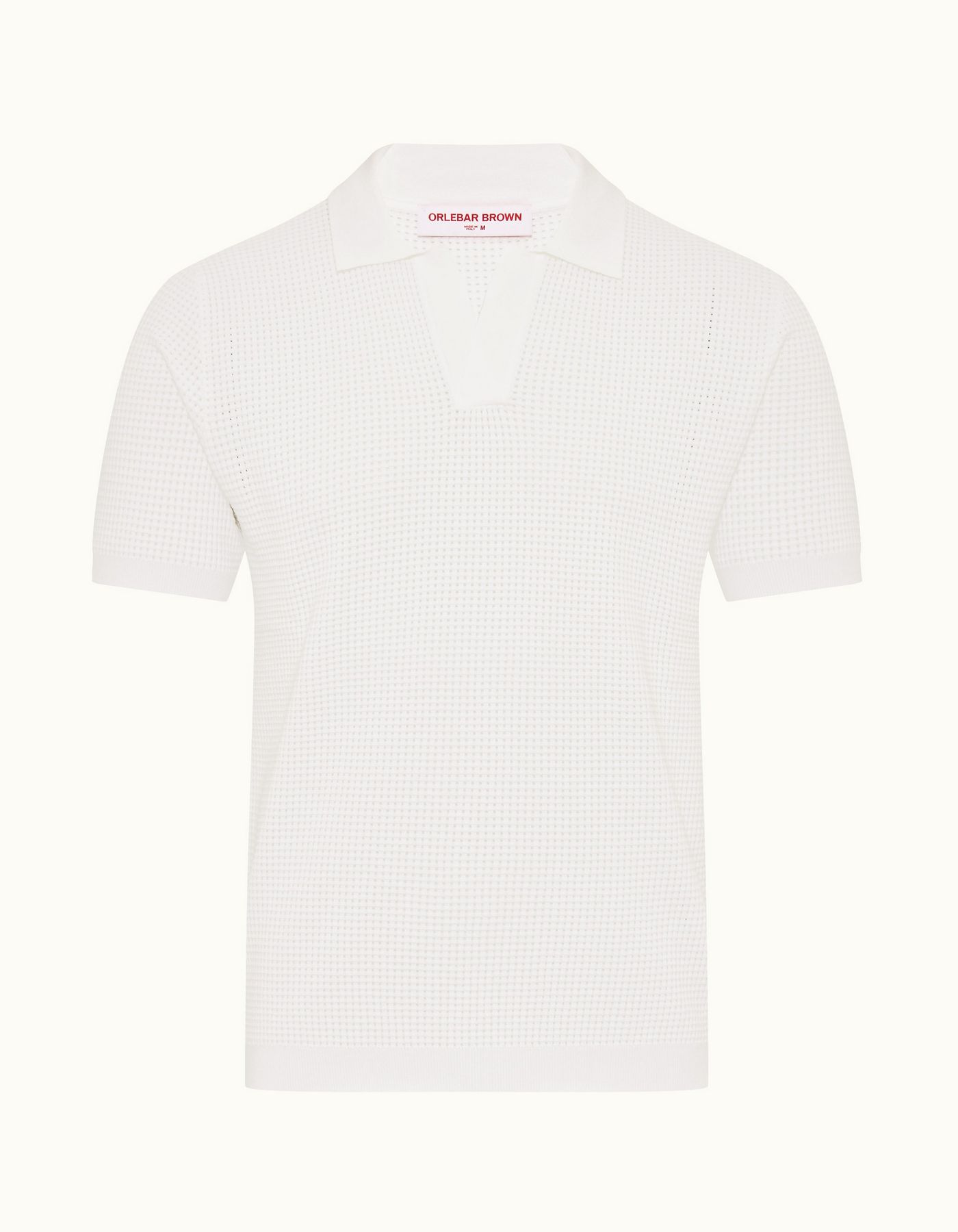 Roddy - Mens White Classic Fit Open Mesh Stitch Polo Shirt