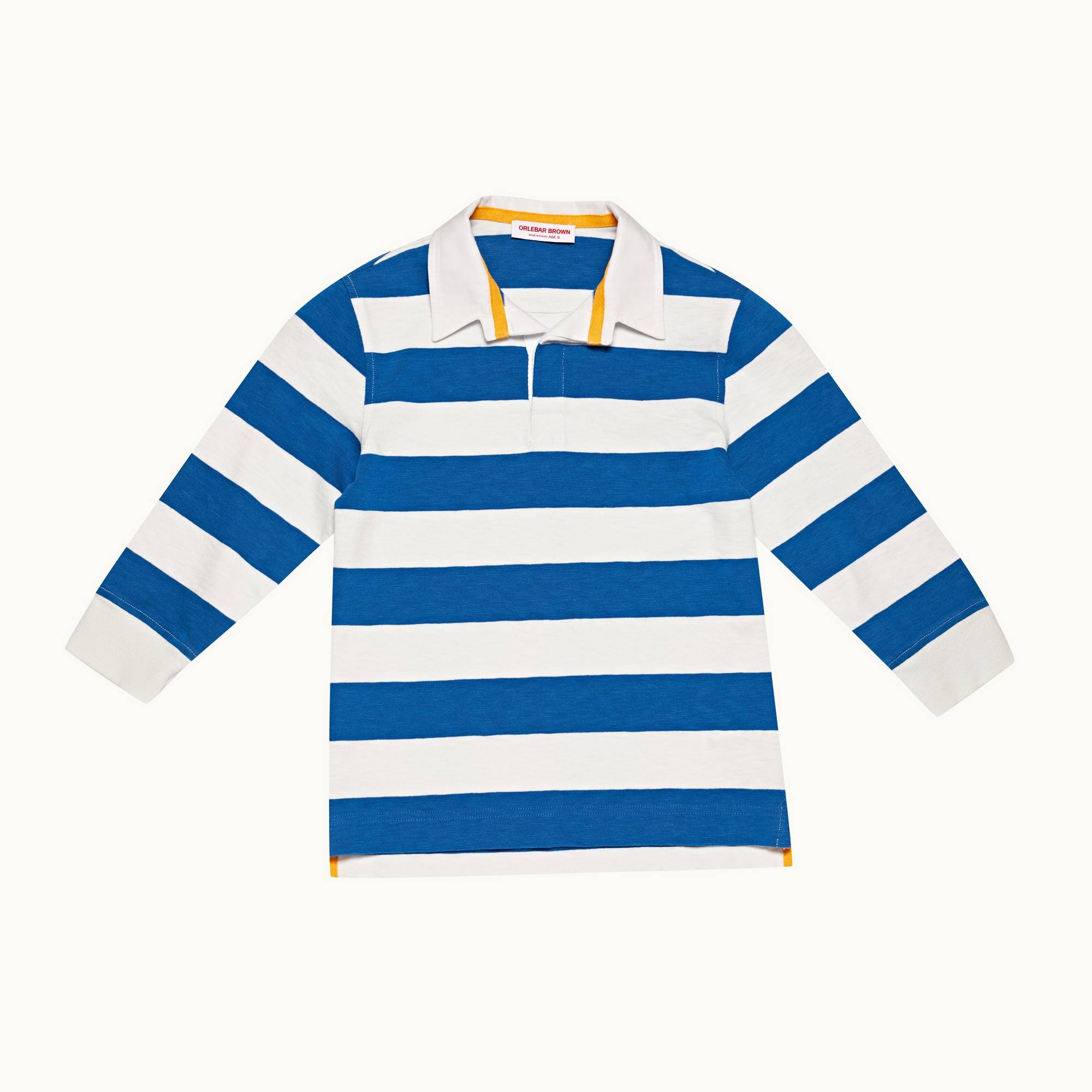 Rory - Childrens Kids' Signal Blue/Sea Mist Stripe Long-Sleeve Polo shirt