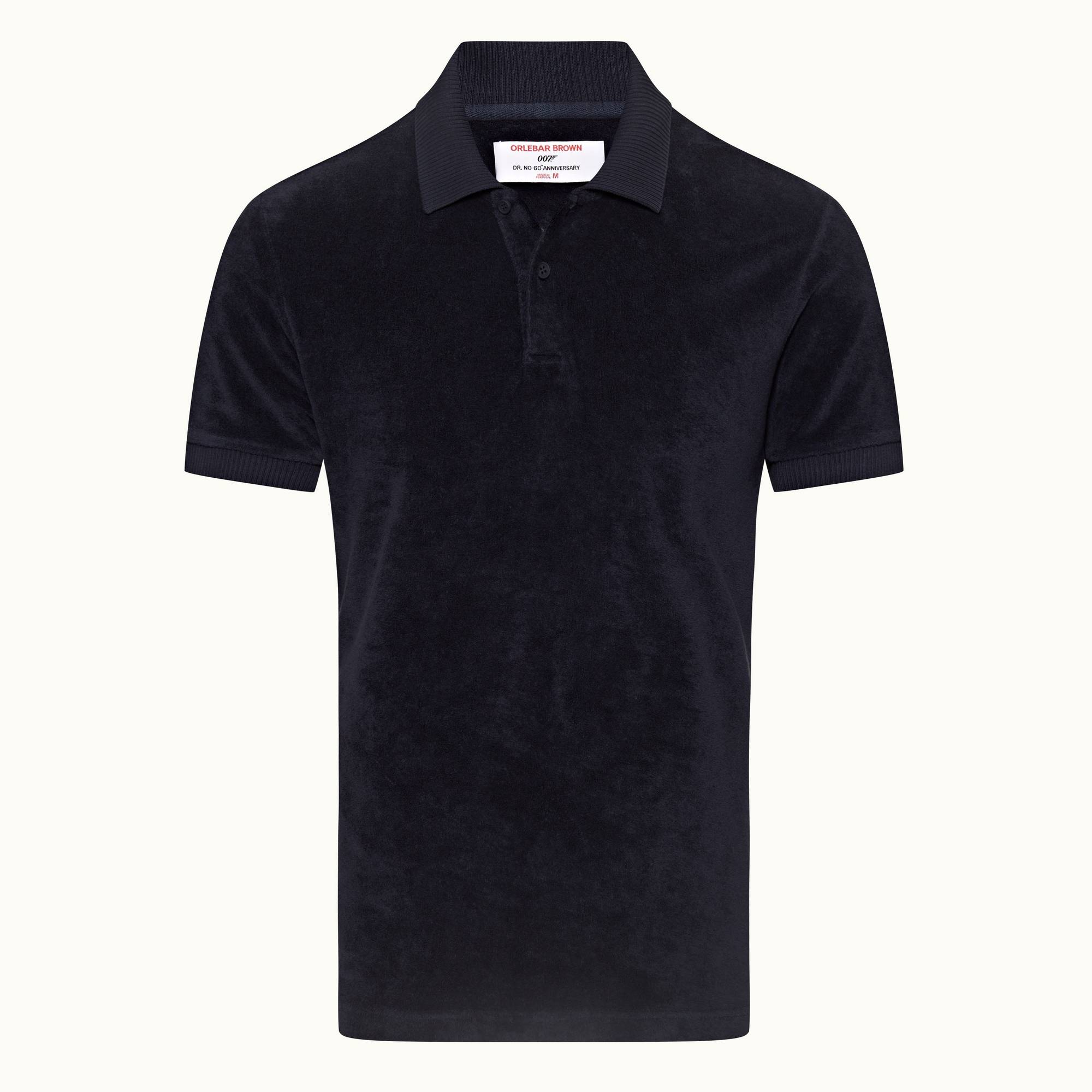 Dr No Towelling Polo - Mens Midnight Navy 007 Ryder Dr. No Towelling Polo Shirt