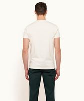 Sammy Tape - Mens White Sand Stripe Tape Classic Fit Cotton T-shirt