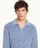 Santino - Mens Classic Fit Organic Cotton Towelling Polo Shirt In Springfield Blue
