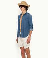Searose Linen - Mens White Sand Tailored Fit Garment Dye Shorts