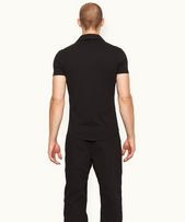 Sebastian Cotton Silk - Mens Black Tailored Fit Cotton-Silk Polo Shirt