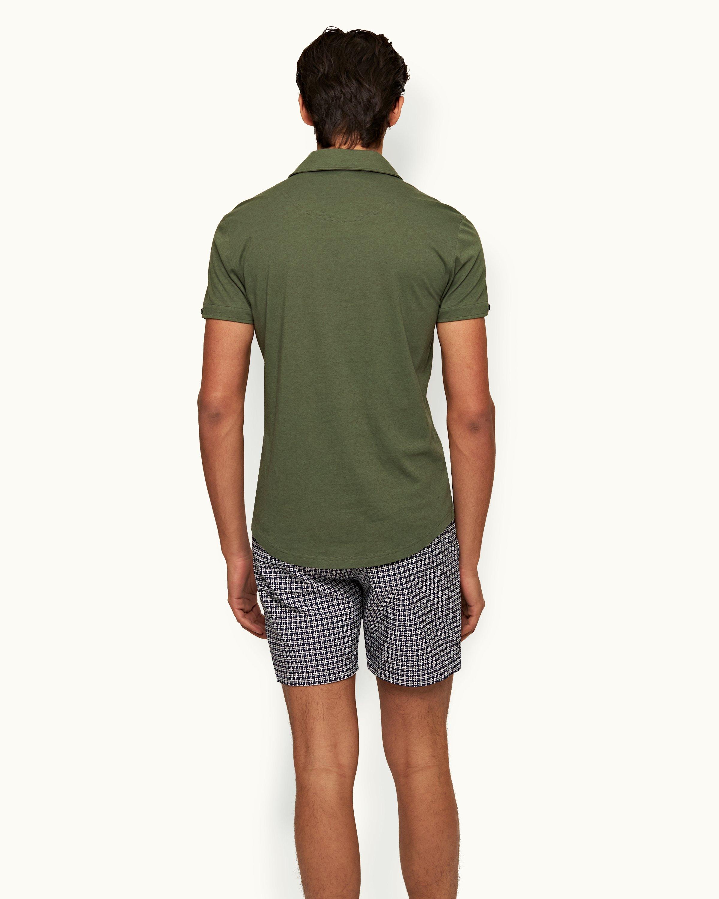 Orlebar Brown 007 Thyme Tailored Fit Short Sleeve Cotton Silk